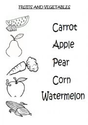 English Worksheet: fruits and vegetables