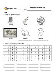 English Worksheet: fourth grade exercise