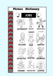 English Worksheet: Jobs 1- Pictionary