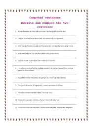 English Worksheet: Traditional dishes and Compound sentences worksheet