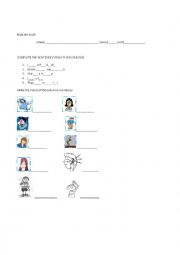 English Worksheet: sickness