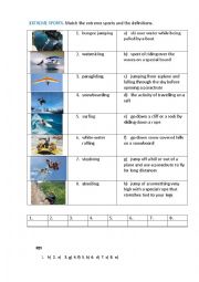 English Worksheet: EXTREME  SPORTS (matching exercise)