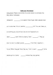 Halloween Worksheet