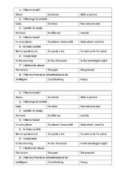 student questionnaire - speaking exercise