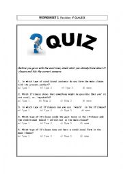 English Worksheet: Quiz IF CLAUSES