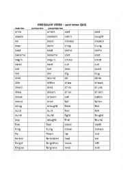 English Worksheet: Basic irregular past tense verbs quiz
