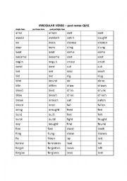 Basic irregular past tense verbs quiz