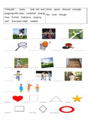 exercises about sports and shapes