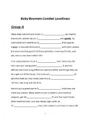 English Worksheet: Article about Baby Boomers