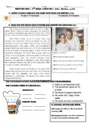 English Worksheet: food test