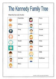 English Worksheet: Family members - Family tree
