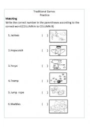 English Worksheet: traditional games 