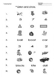 English Worksheet: toys and shapes