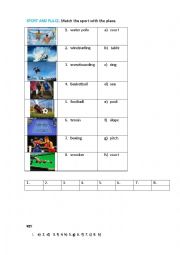 English Worksheet: SPORT AND PLACE 1 (matching exercise)
