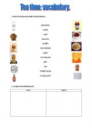 English Worksheet: Tea time vocabulary