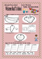 English Worksheet: REVIEW FOR 7th FORM