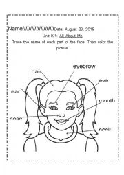 Parts of the face diagram 