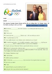 English Worksheet: Obama and Michele talks about the Olympic Games