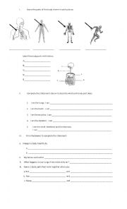 English Worksheet: parts of the body and animal habitat