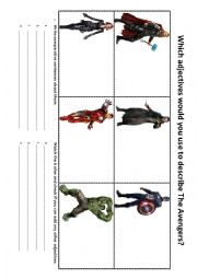 English Worksheet: Comparatives using Superheroes