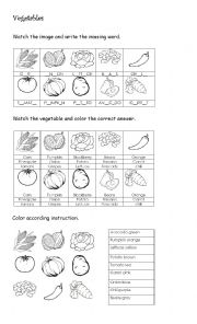 English Worksheet: vegetable