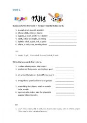 English Worksheet: SPORT 6. (two vocabulary exercises)