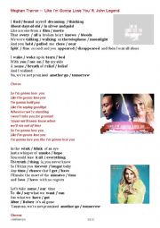 English Worksheet: SONG Like Im gonna lose you by Meghan Trainor