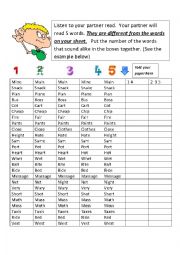 English Worksheet: PRONUNCIATION - MINIMAL PAIRS FOR ALL LEVELS