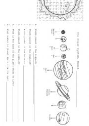 English Worksheet: SOLAR SYSTEM