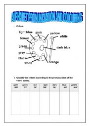 English Worksheet: alphebet pronunciation and colouring activity