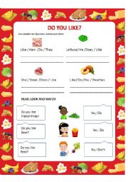 English Worksheet: DO YOU LIKE FOOD?