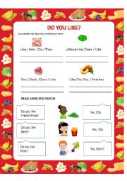 English Worksheet: DO YOU LIKE FOOD?