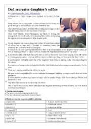 English Worksheet: Dad recreates daughters selfies