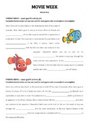 English Worksheet: Finding Nemo