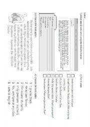 English Worksheet: Test units 1 and 2 Thtats it! 1 book