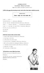 English Worksheet: listening - without you by usher