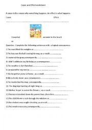 English Worksheet: cause and effect worksheet