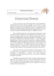 English Worksheet: Historical Events