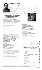 English Worksheet: RASPUTIN-BONEY M COMPARATIVE AND SUPERLATIVE