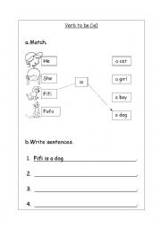 English Worksheet: verb to be - is