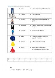 English Worksheet: CLOTHES 1 (matching exercise)