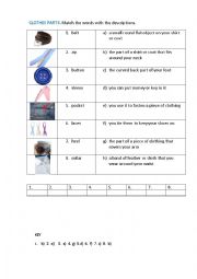 English Worksheet: CLOTHES 2 ( matching exercise)