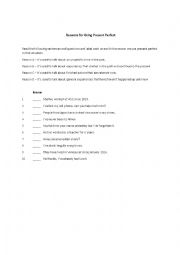 English Worksheet: Reasons for using present perfect