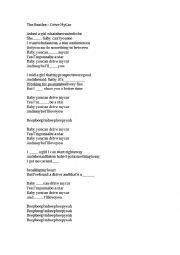 English Worksheet: The Beatles Worksheet Drive My Car