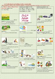 English Worksheet: Lets talk about our holidays in the countryside.                                                                                                      