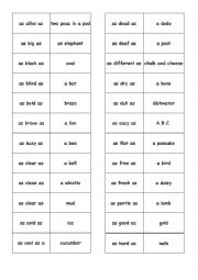 English Worksheet: Similies match up cards