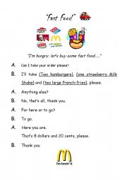 English Worksheet: Ordering Fast Food