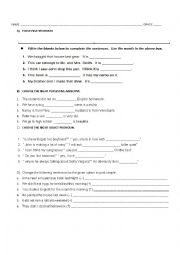 English Worksheet: pronouns test