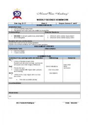 English Worksheet: plans science tools