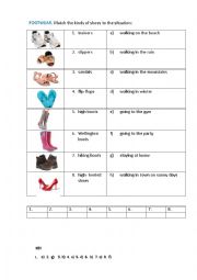 English Worksheet: FOOTWEAR ( matching exercise_)
